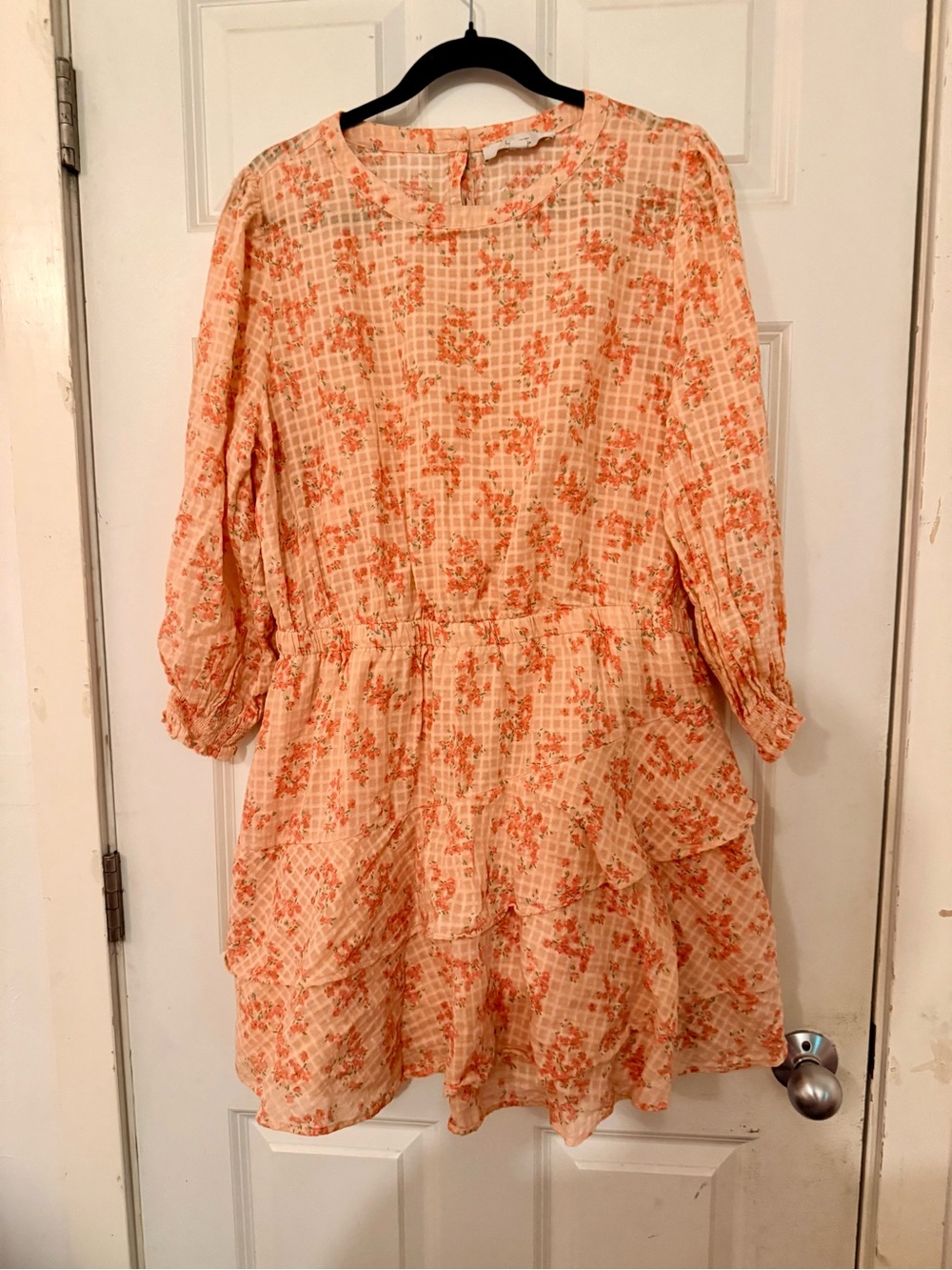 Loft Woman’s Peach Floral Tiered Dress